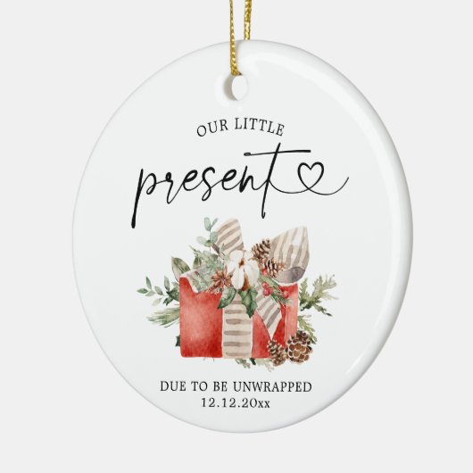 クリスマス妊娠告知オーナメントプレゼント セラミックオーナメント (左)