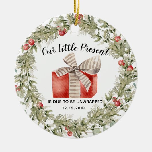 クリスマス妊娠告知セラミックオーナメント セラミックオーナメント (正面)