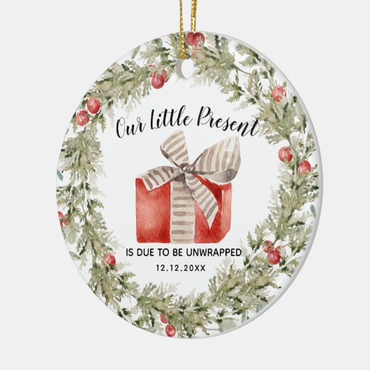 クリスマス妊娠告知セラミックオーナメント セラミックオーナメント (左)