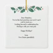 クリスマス妊娠告知ベビースキャンおばあちゃん セラミックオーナメント (裏面)