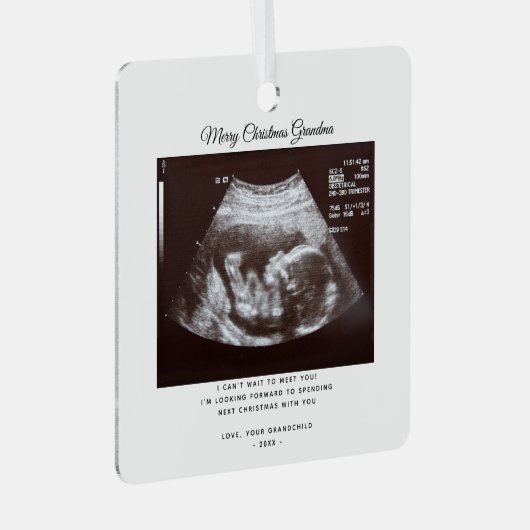 クリスマス妊娠発表おばあちゃん休日 メタルオーナメント (正面右)
