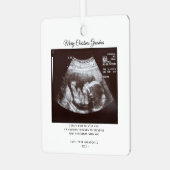 クリスマス妊娠発表おばあちゃん休日 メタルオーナメント (正面左)