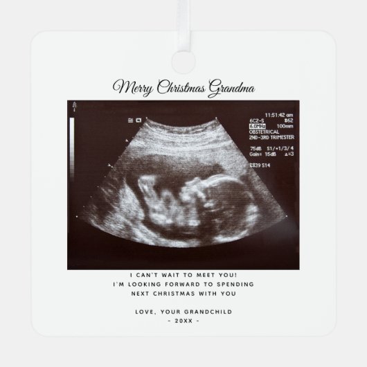 クリスマス妊娠発表おばあちゃん休日 メタルオーナメント (正面)