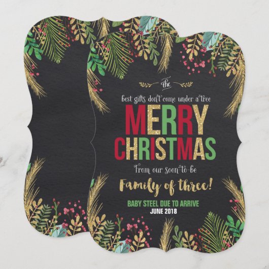 クリスマス妊娠発表クリスマスカード 招待状 (正面/裏面)