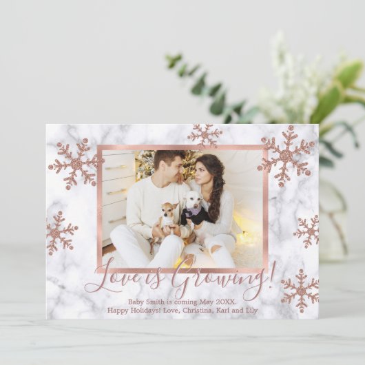 クリスマス妊娠発表写真カード 招待状 (スタンド正面)