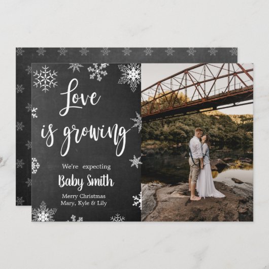 クリスマス妊娠発表写真カード 招待状 (正面/裏面)