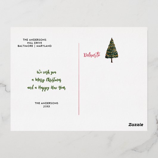 クリスマス妊娠記念写真 箔シーズンポストカード (裏面)