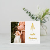 クリスマス妊娠記念写真 箔シーズンポストカード (立ち正面)