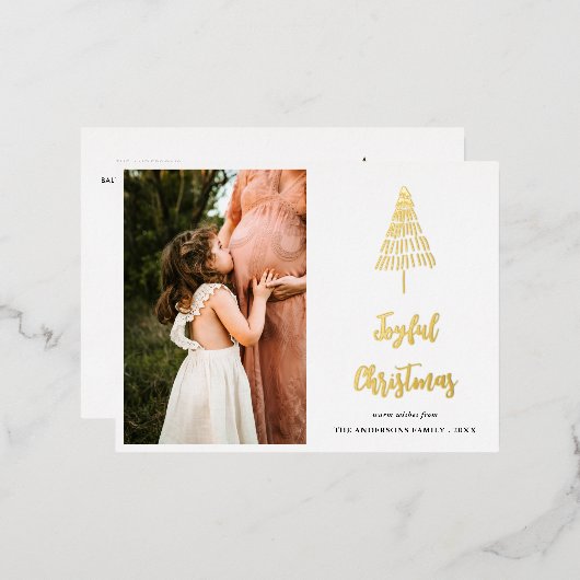クリスマス妊娠記念写真 箔シーズンポストカード (正面/裏面)