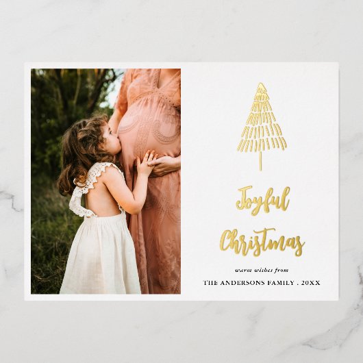 クリスマス妊娠記念写真 箔シーズンポストカード (正面)