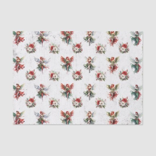 クリスマス妖精&ポインセティアスティッシュペーパー 薄葉紙 (正面)