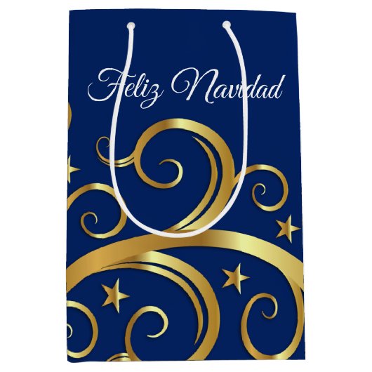 クリスマス威厳のある抱き枕スワーズFeliz Navidad ミディアムペーパーバッグ (正面)