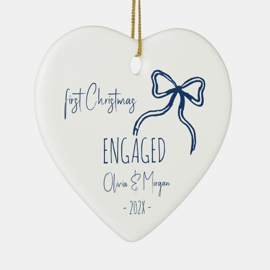 クリスマス婚約したの手ユニーク引き セラミックオーナメント (右)
