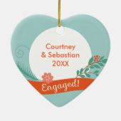 クリスマス婚約したフォトオーナメント セラミックオーナメント (裏面)