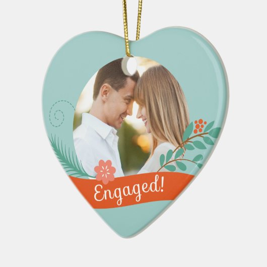 クリスマス婚約したフォトオーナメント セラミックオーナメント (左)