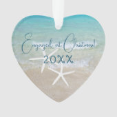 クリスマス婚約ビーチオーナメント写真と文字 オーナメント (正面)