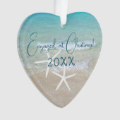 クリスマス婚約ビーチオーナメント写真と文字 オーナメント (正面)