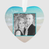 クリスマス婚約ビーチオーナメント写真と文字 オーナメント (裏面)
