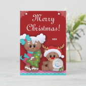 クリスマス子供の誕生日パーティーギンジャーブレッド招待状 招待状 (スタンド正面)