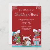 クリスマス子供の誕生日パーティーギンジャーブレッド招待状 招待状 (裏面)