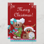 クリスマス子供の誕生日パーティーギンジャーブレッド招待状 招待状 (正面/裏面)