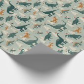 クリスマス子供へ恐竜 ラッピングペーパー (角)