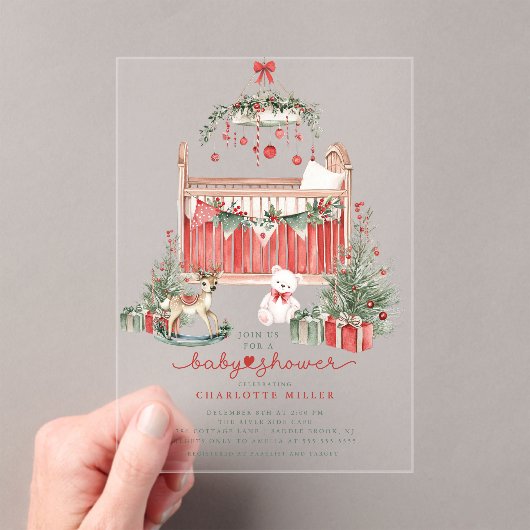 クリスマス子供部屋アクリルベビーシャワー招待状 アクリル招待状 (インサイチュ (ポータブル))