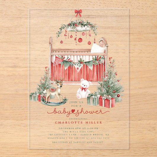 クリスマス子供部屋アクリルベビーシャワー招待状 アクリル招待状 (正面)