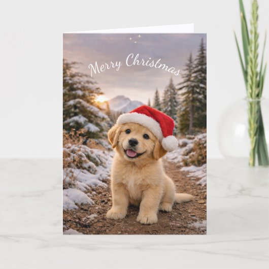 クリスマス子犬サンタ帽トレイル カード (正面)