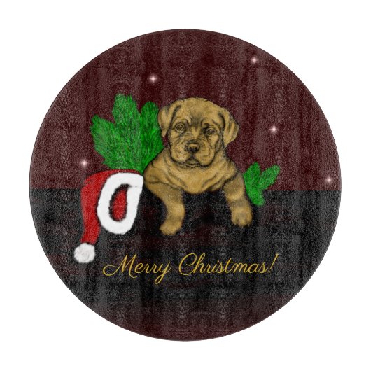 クリスマス子犬 カッティングボード (正面)
