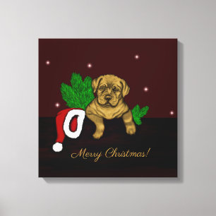 クリスマス子犬 キャンバスプリント
