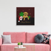 クリスマス子犬 キャンバスプリント (インサイチュ (リビング))