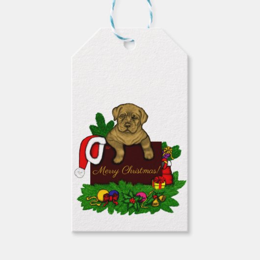 クリスマス子犬 ギフトタグ (正面)