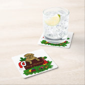 クリスマス子犬 スクエアペーパーコースター (インサイチュ)