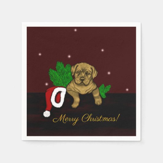 クリスマス子犬 スタンダードカクテルナプキン (正面)