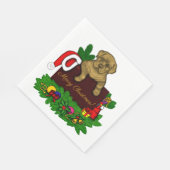 クリスマス子犬 スタンダードランチョンナプキン (角)