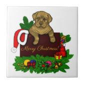 クリスマス子犬 タイル (正面)