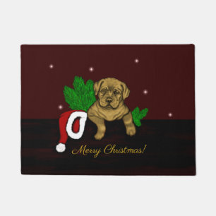 クリスマス子犬 ドアマット