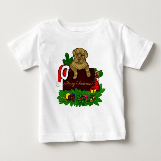 クリスマス子犬 ベビーTシャツ (正面)