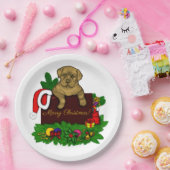 クリスマス子犬 ペーパープレート (パーティー)