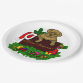 クリスマス子犬 ペーパープレート (アングル)