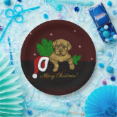 クリスマス子犬 ペーパープレート (パーティー)
