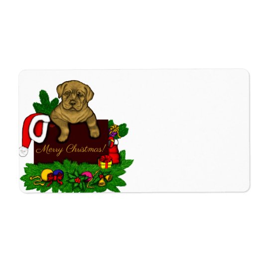 クリスマス子犬 ラベル (正面)