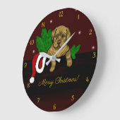 クリスマス子犬 ラージ壁時計 (傾斜)