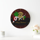クリスマス子犬 ラージ壁時計 (ホーム)