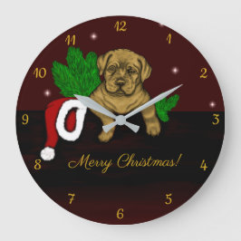 クリスマス子犬 ラージ壁時計