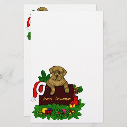クリスマス子犬 便箋 (正面/裏面)