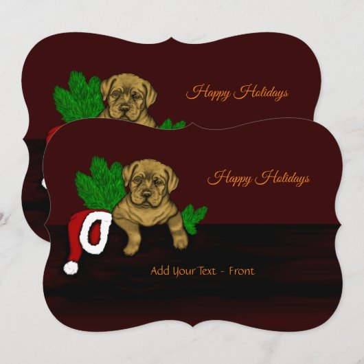 クリスマス子犬 招待状 (正面/裏面)