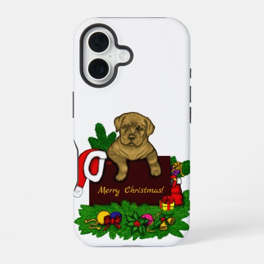 クリスマス子犬 iPhone 16ケース (裏面)