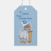 クリスマス子猫とブルーサンタハットギフトラベル ギフトタグ (正面)